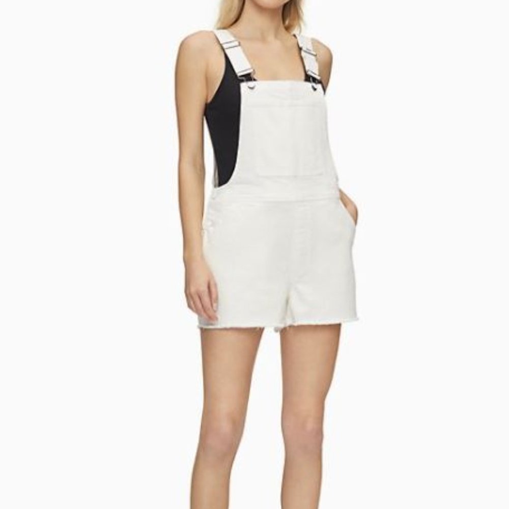 Calvin Klein White Denim Overalls